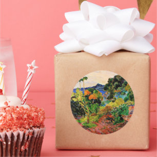 Adesivo Redondo Gauguin - Paisagem Martinica