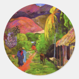 Adesivo Redondo Gauguin Road in Tahiti Stickers