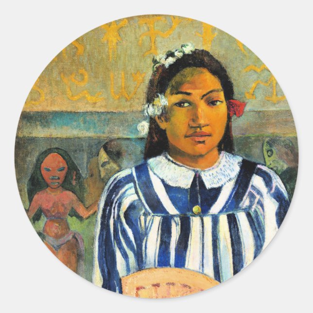 Adesivo Redondo Gauguin - Tehamana tem muitos pais/ancestrais (Frente)
