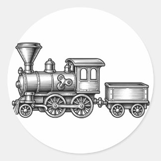 Adesivo Redondo Gaveta de brinquedo de trem vitoriano Stickers Ber