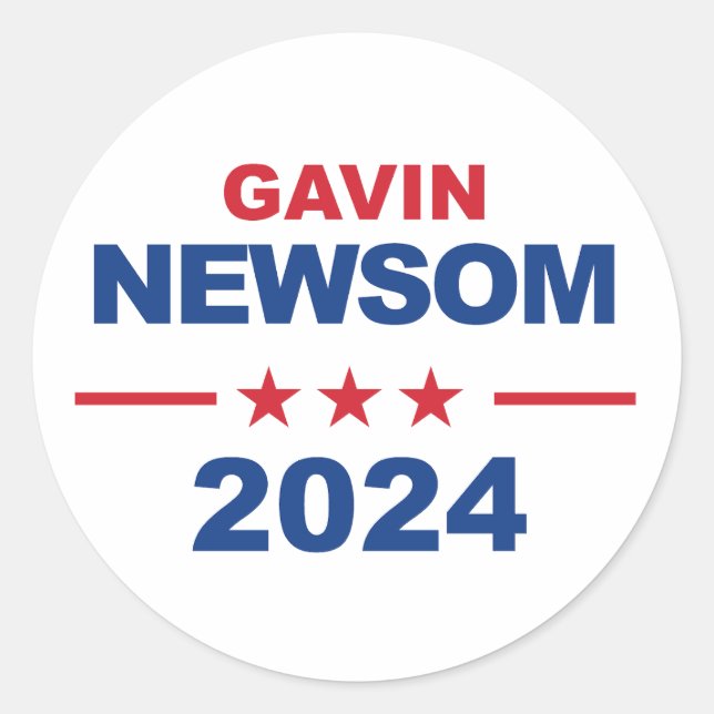 Adesivo Redondo Gavin Newsom (Frente)