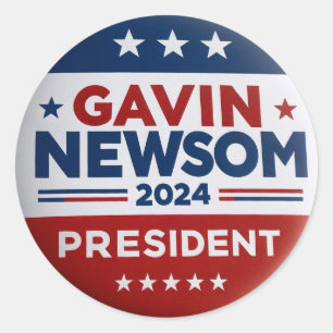 Adesivo Redondo Gavin Newsom para Presidente