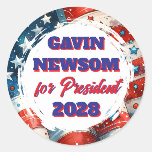 Adesivo Redondo Gavin Newsom para Presidente Político