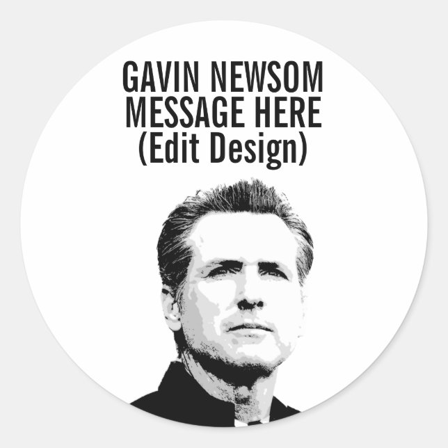 Adesivo Redondo Gavin Newsom Personalizado (Frente)