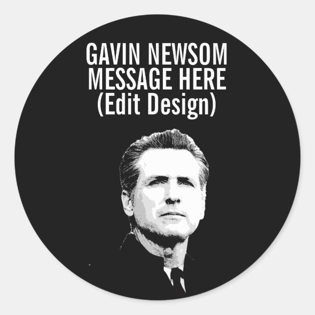 Adesivo Redondo Gavin Newsom Personalizado (Frente)
