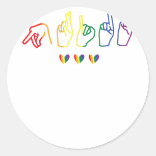 Adesivo Redondo Gay ASL Pride - Gay de suporte a linguagem de sina