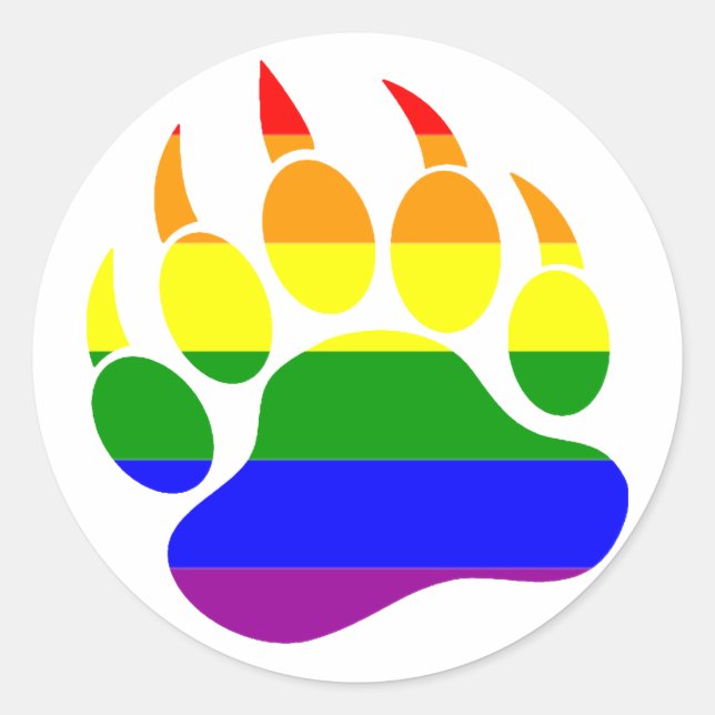 ADESIVO REDONDO GAY BEAR PAW/CLAW RAINBOG ROUND STICKER (Frente)