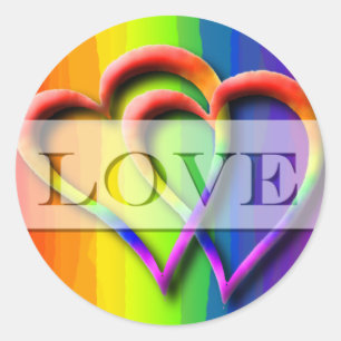 Adesivo Redondo Gay Casamento Dois Corações Amar Convidam RSVP Dat