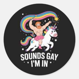 Adesivo Redondo Gay de som Estou Vestindo saia Unicorn LGBTQ
