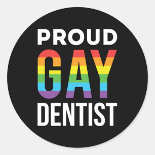 Adesivo Redondo Gay Dentista Orgulhoso LBGTQ Odontologia Arco-Íris