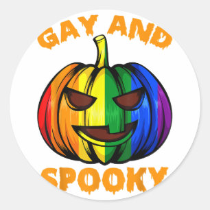 Adesivo Redondo Gay e Spooky Halloween Rainbow Pumpkin LGBTQ+ Ga