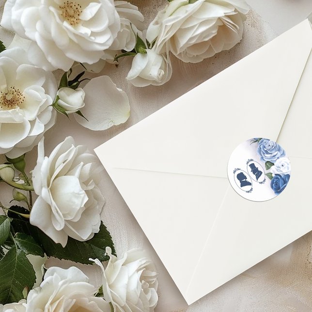 Adesivo Redondo Gay Grooms Regency Rosas azuis (Criador carregado)