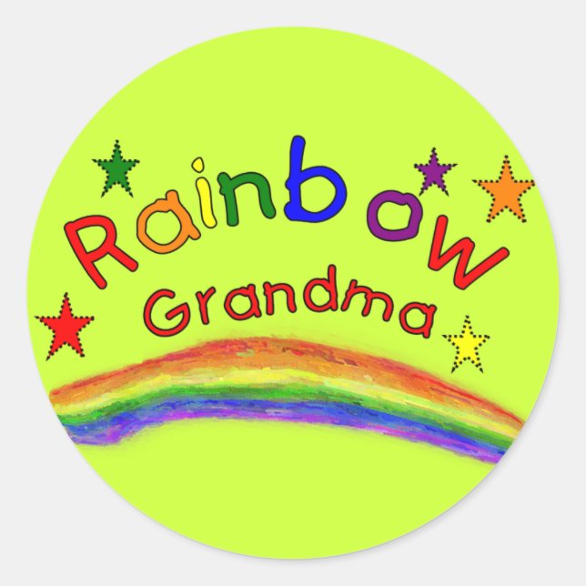 Adesivo Redondo Gay Lésbica "Rainbow Grandma" (Frente)