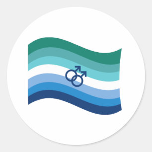 Adesivo Redondo Gay Male Love Pride Azure Wavy Flag