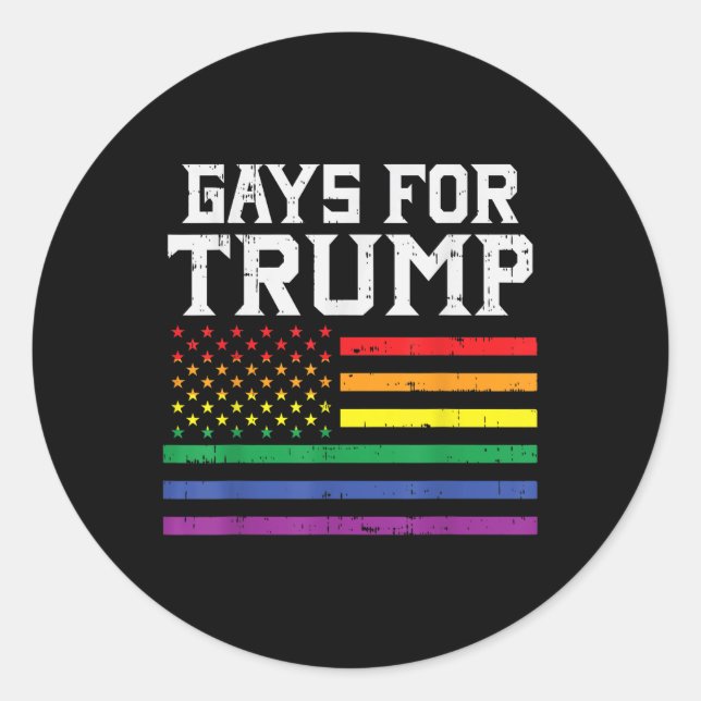 Adesivo Redondo Gay Para Trump Usa Flag Pro Reelecionar O Donald 2 (Frente)