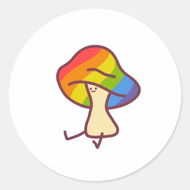 Adesivo Redondo Gay Pride Mushroom Sticker (Frente)