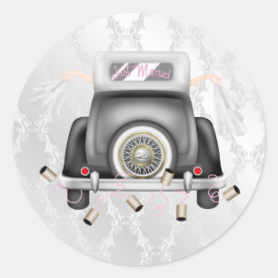 Adesivo Redondo Gay Silver Casamento tema damasco Sticker com Carr