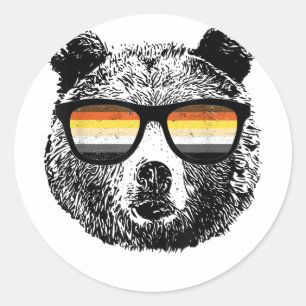 Adesivo Redondo Gay Urso com óculos de sol