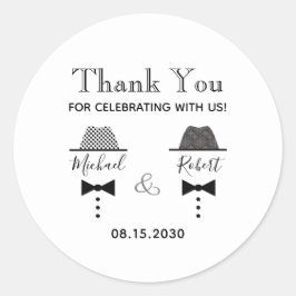 Adesivo Redondo Gay Wedding Obrigado Favor