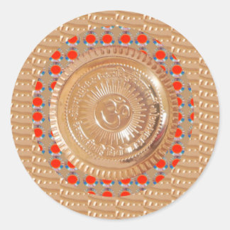 Adesivo Redondo GAYATRI Mantra n OmMantra Símbolo embutido DOURADO