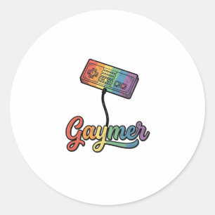Adesivo Redondo Gaymer Arco-íris Gamer Camisa Vetorial Design_1
