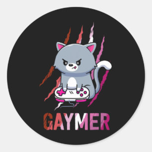 Adesivo Redondo Gaymer Geek Pride Lgbt Vídeo Jogo Amantes Gift Cat