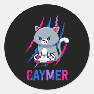Adesivo Redondo Gaymer Geek Pride Lgbt Vídeo Jogo Amantes Gift Cat