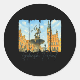 Adesivo Redondo Gdańsk Polônia Viagem Pincelada Gdańsk Souvenir