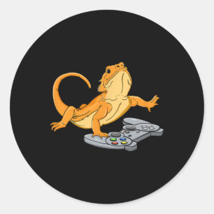 Adesivo Redondo Gecko de videogame do Dragão Lizard