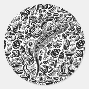 Adesivo Redondo Gecko e seixos