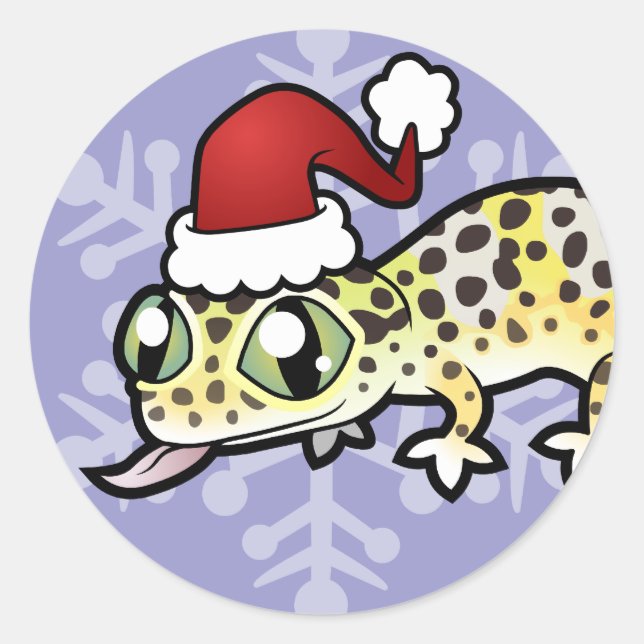 Adesivo Redondo Gecko Leopardo Natal (Frente)