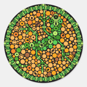 Adesivo Redondo Gecko sem fio, teste de percepção de cor, preto