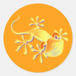 Adesivo Redondo Gecko sorridente - laranja