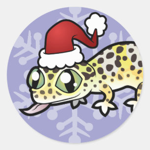 Adesivo Redondo Geco do leopardo do Natal