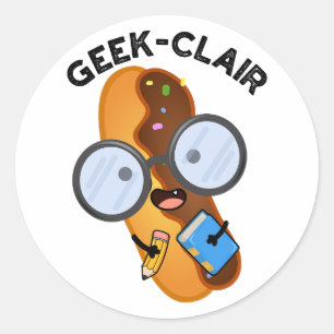 Adesivo Redondo Geek-clair Engraçado Eclair Pun