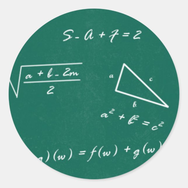 Adesivo Redondo geek de álgebra professor de matemática (Frente)