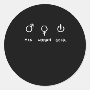 Adesivo Redondo Geek de Mulher Homem