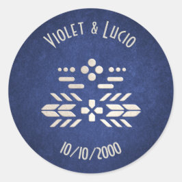 Adesivo Redondo Geek de Vídeo Casamento Azul