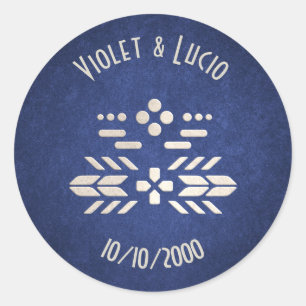 Adesivo Redondo Geek de Vídeo Casamento Azul