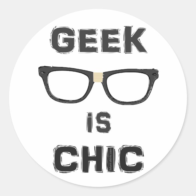 Adesivo Redondo Geek é chic (Frente)