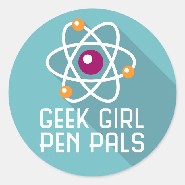 Adesivo Redondo Geek Girl Caneta Pals "Atom" Sticker (Frente)