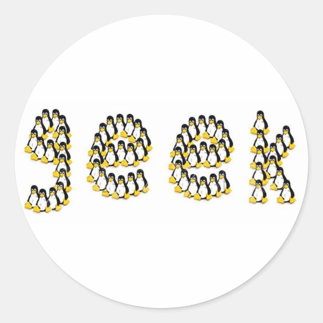 Adesivo Redondo Geek Linux Tux (Frente)