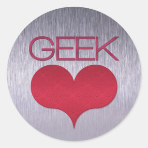 Adesivo Redondo Geek Love (Heart) Stickers, Rosa Escuro