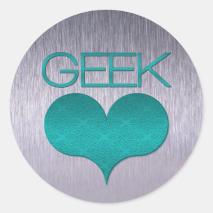 Adesivo Redondo Geek Love (Heart) Stickers, Turquesa