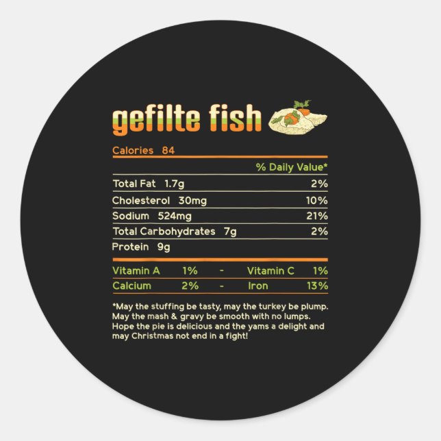 Adesivo Redondo Gefilte Fish Nutrition Facts Family Matching Chris (Frente)