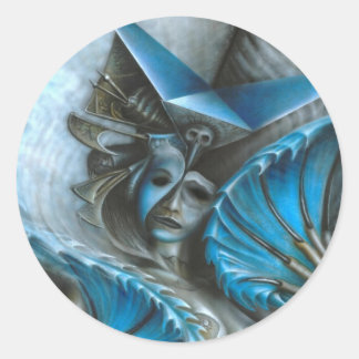 Adesivo Redondo Geisha em azul