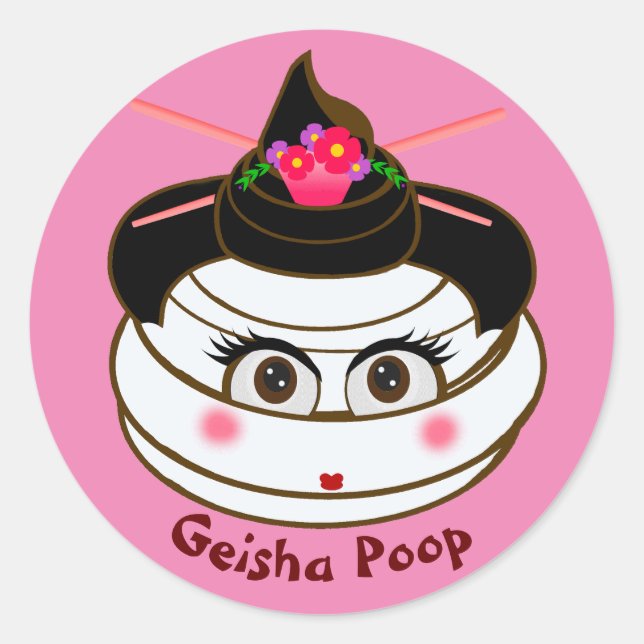 Adesivo Redondo Geisha Poop Emoji (Frente)
