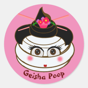 Adesivo Redondo Geisha Poop Emoji