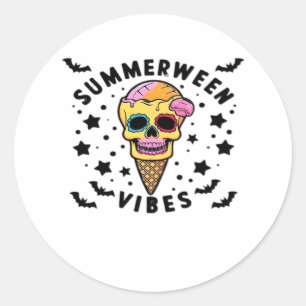Adesivo Redondo Gelado Summerween Vibes Skeleton IceCream Summer V