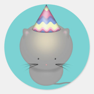 Adesivo Redondo Gelados de Gatinhos de Aniversário Bonitos